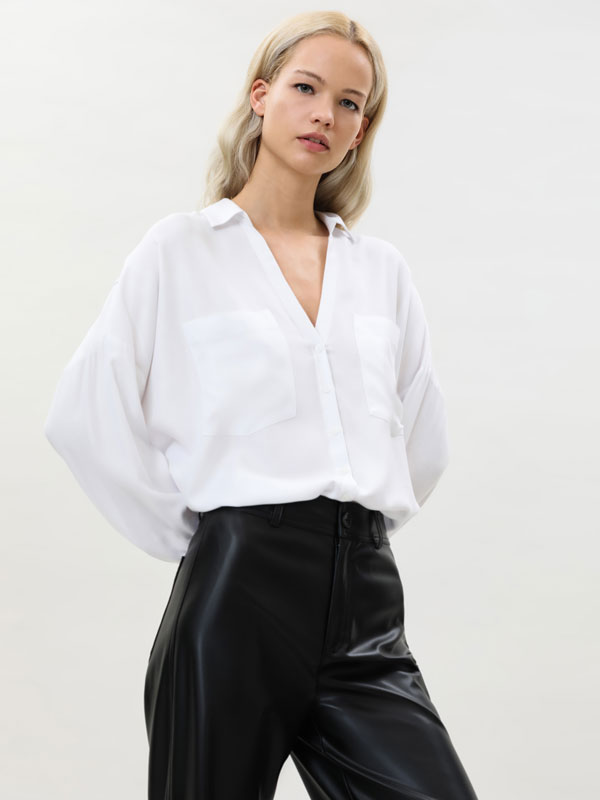 camisas negras mujer mango