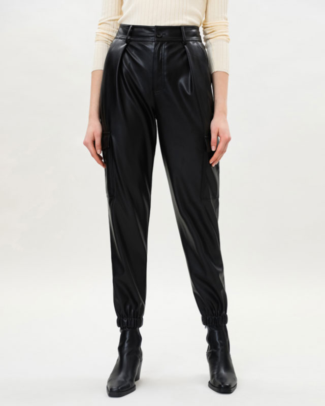 Faux leather jogging trousers - Joggers 