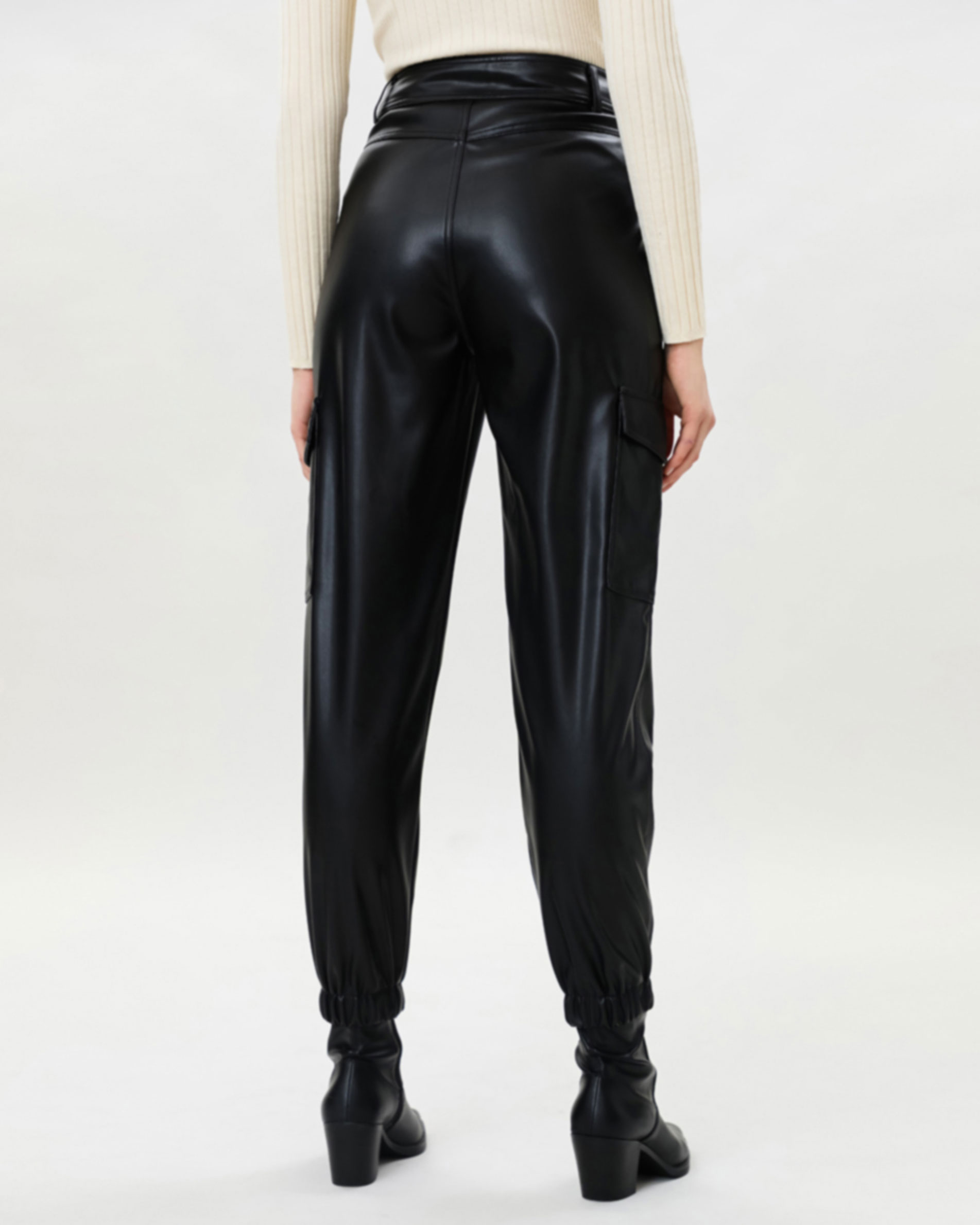 leather jogger shorts