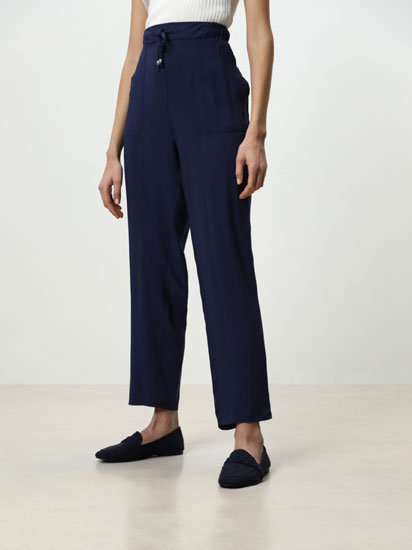 Pantalón largo fluido Color azul marino - Pantalones Mujer | Missing Johnny  Tienda online