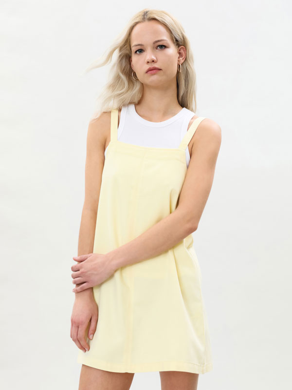 Pinafore dress with knotted straps