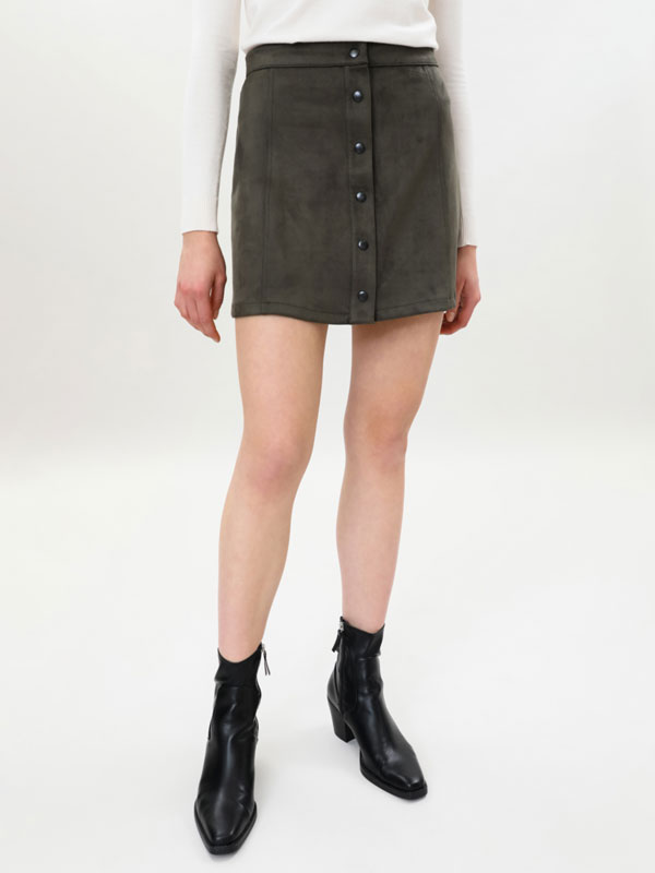 white faux suede skirt