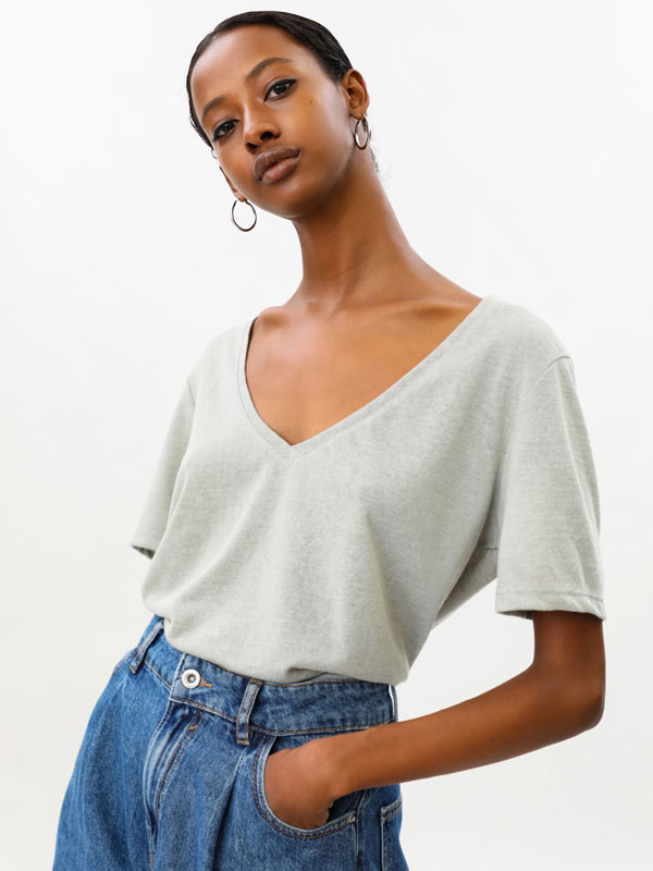 Linen-effect T-shirt - Short Sleeve T 