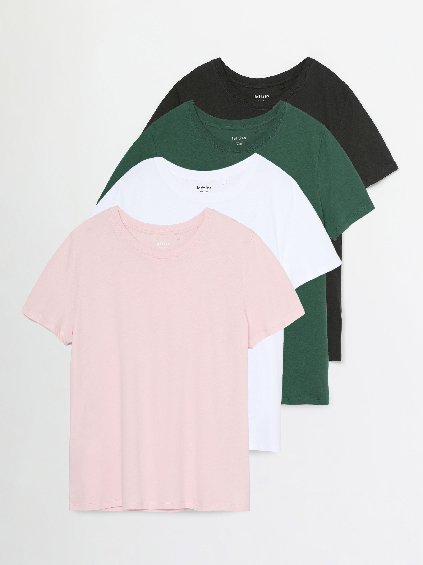 PACK OF 4 CONTRASTING COLOURED T-SHIRTS WITH A ROUND NECKLINE