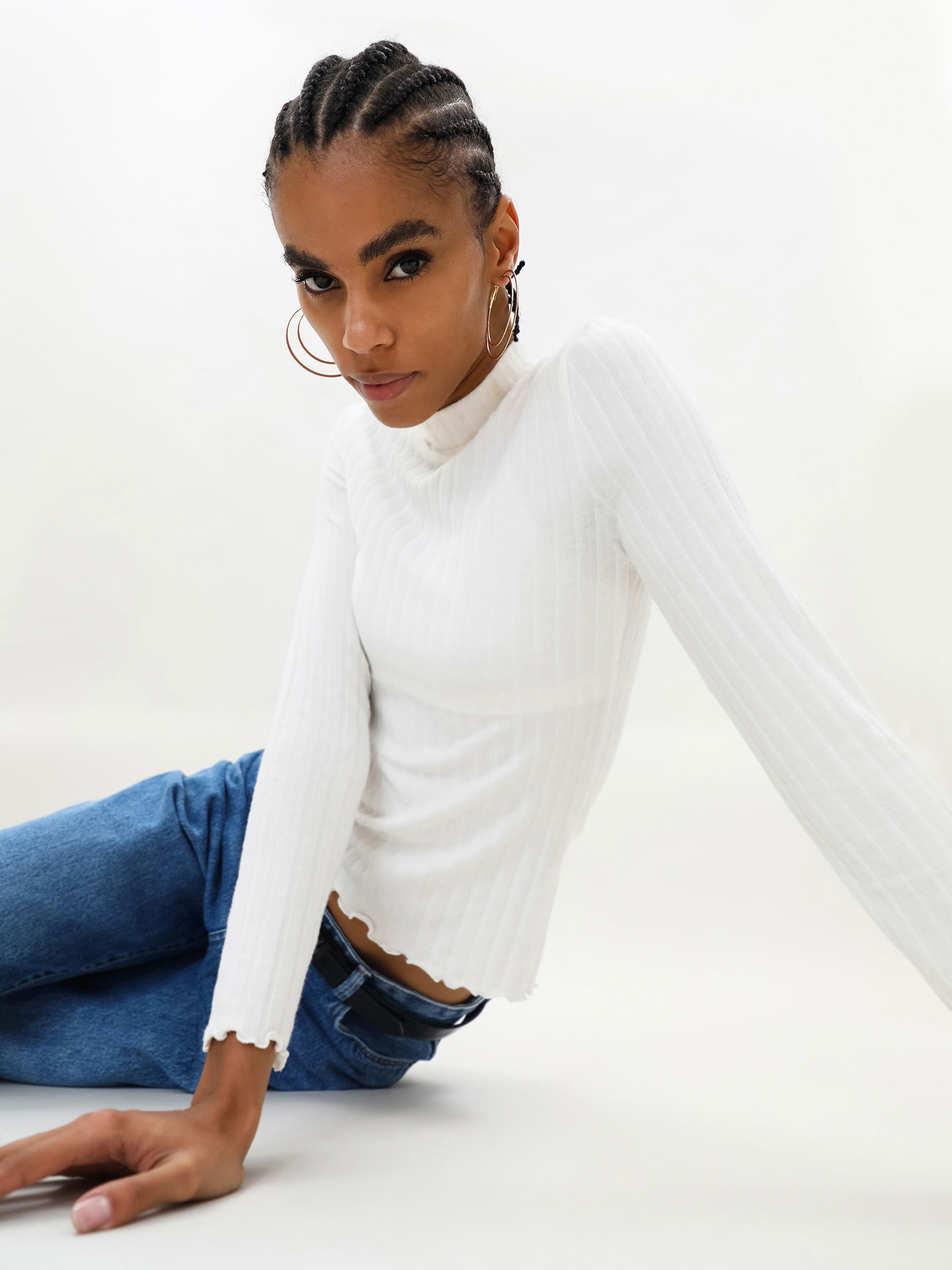 Long sleeve ribbed knit T-shirt - KNIT 