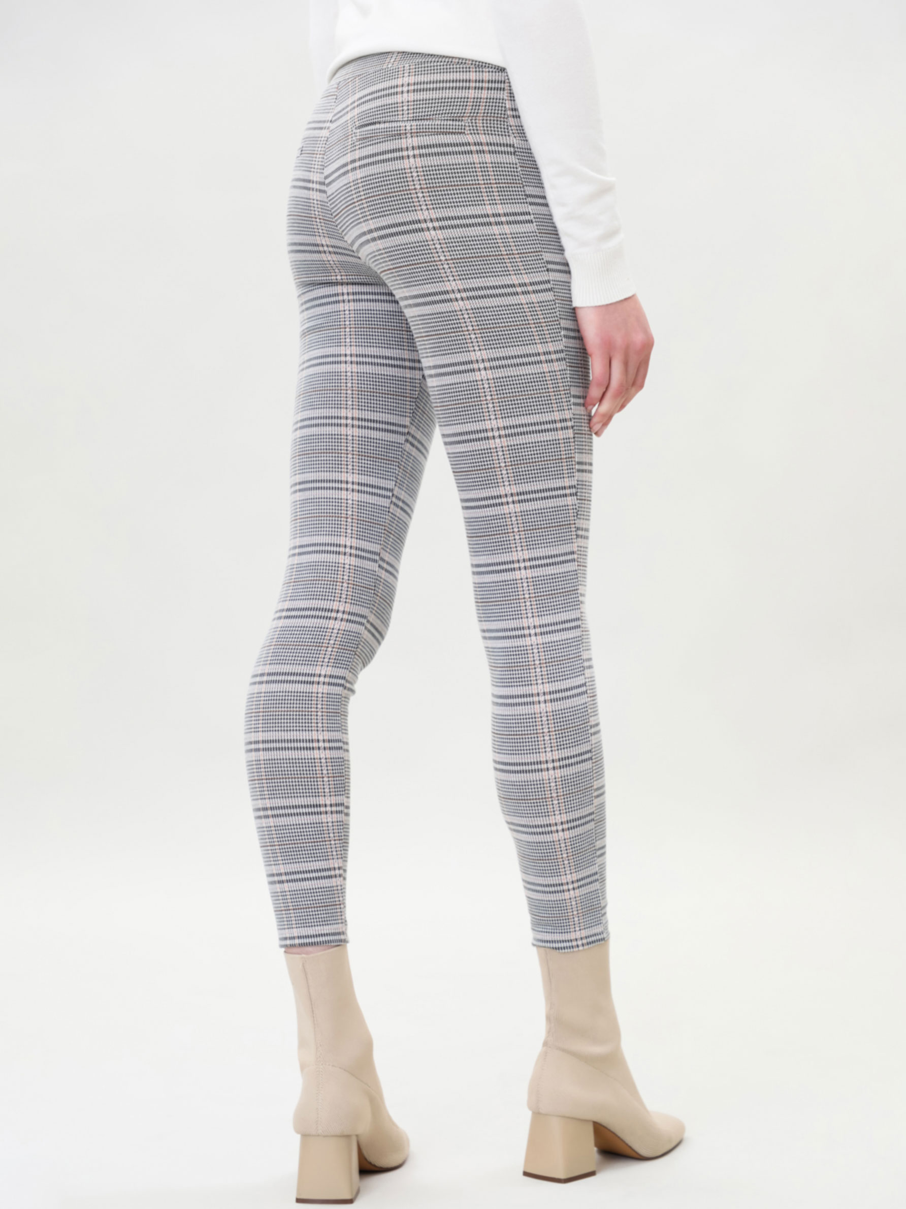 Checked leggings with buttons 