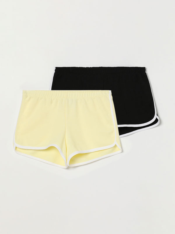 Pack de 2 shorts básicos de felpa con ribete