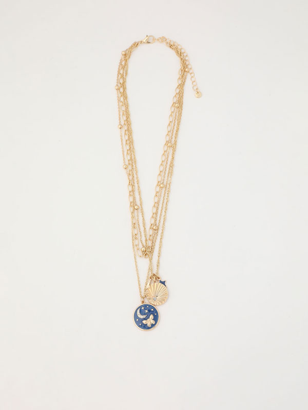 Multi-strand necklace with medallion