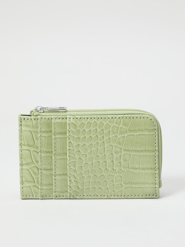 Embossed faux leather card holder
