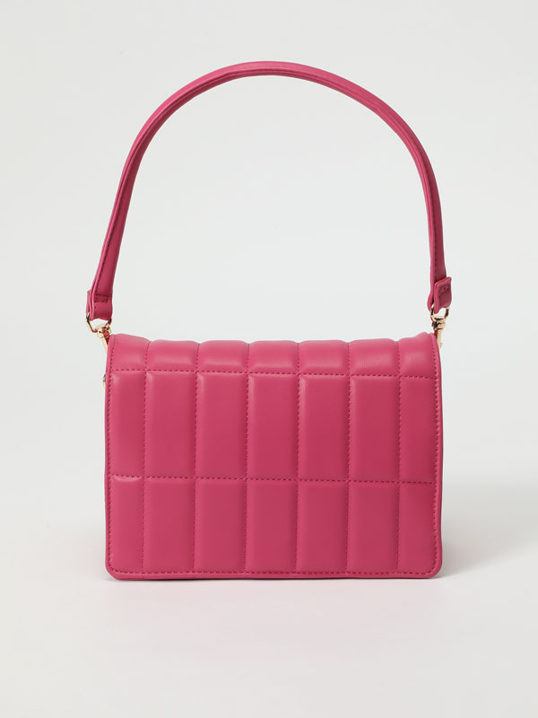 Faux leather handbag with topstitching
