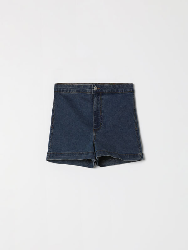 High waist basic denim shorts - Shorts 