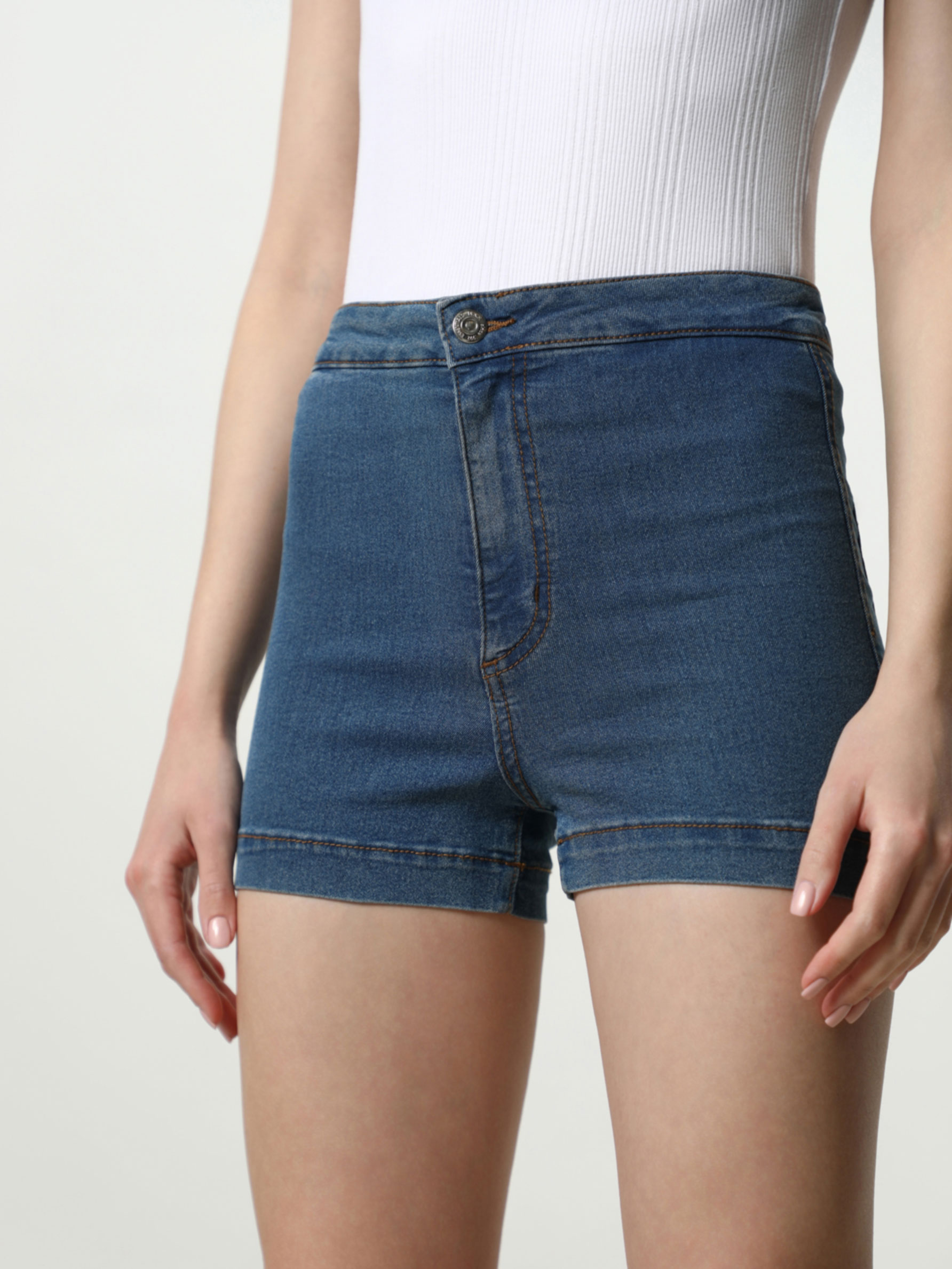 High waist basic denim shorts - Shorts 