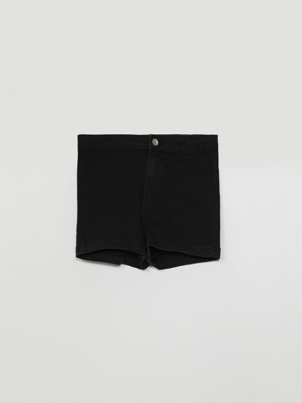 High waist basic denim shorts