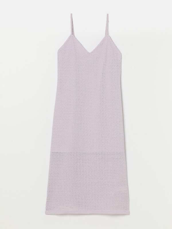 Open-knit strappy midi dress