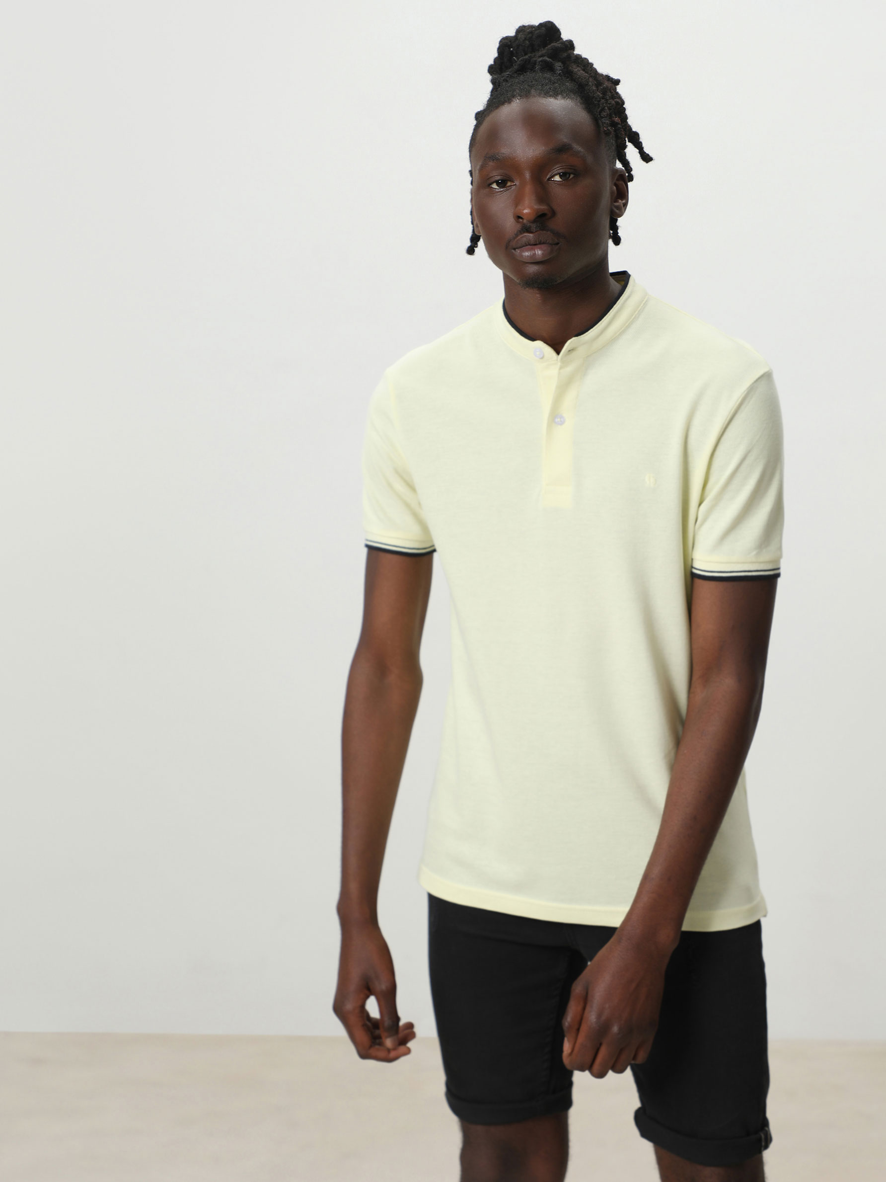 Embroidered polo shirt with a stand-up 