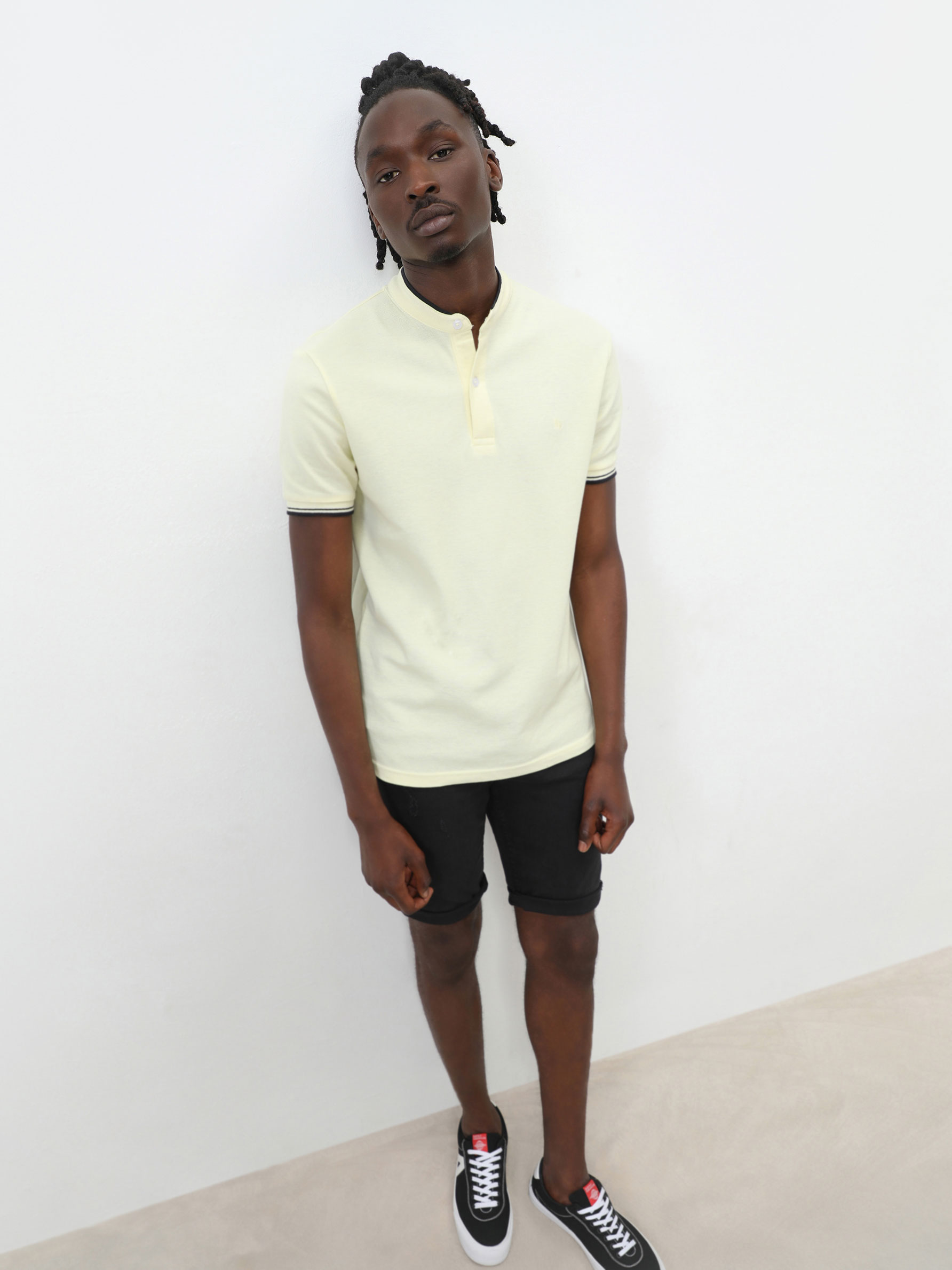 Embroidered polo shirt with a stand-up 