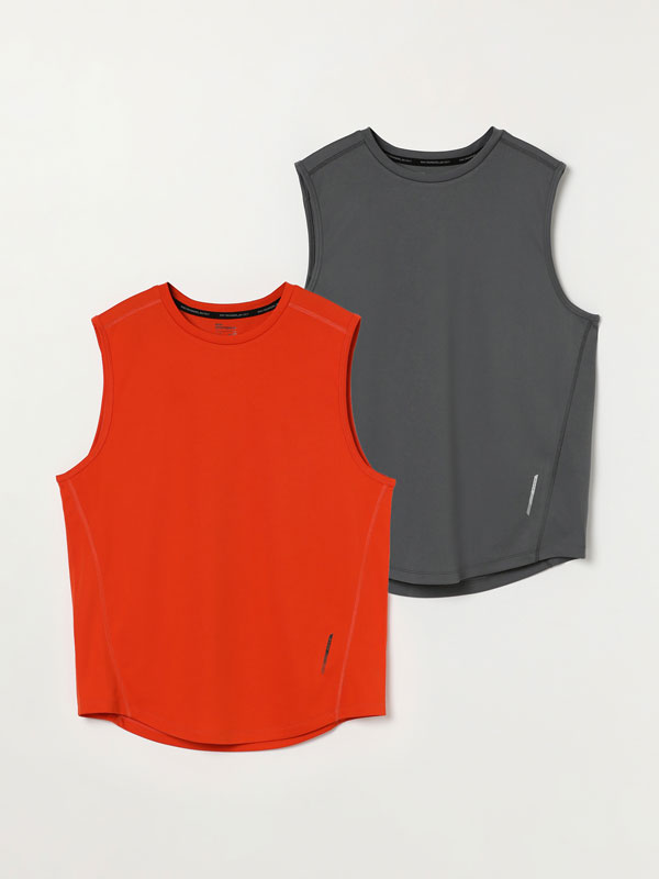 Pack of 2 of sleeveless technical T-shirts