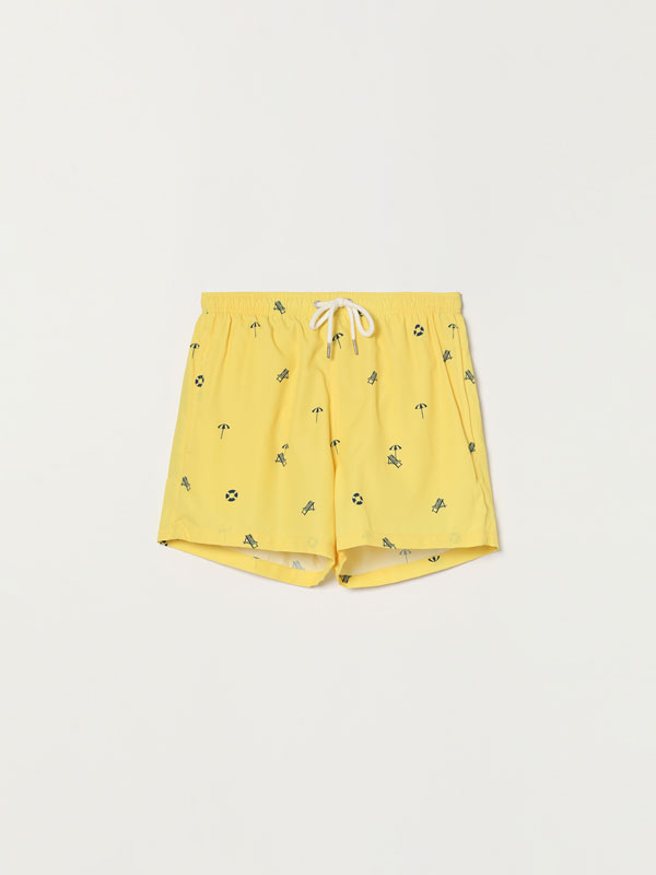 Swimming trunks with mini prints