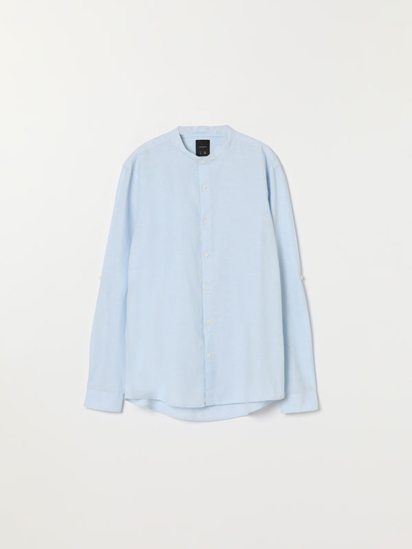 Camisa de lino-algodón cuello mao