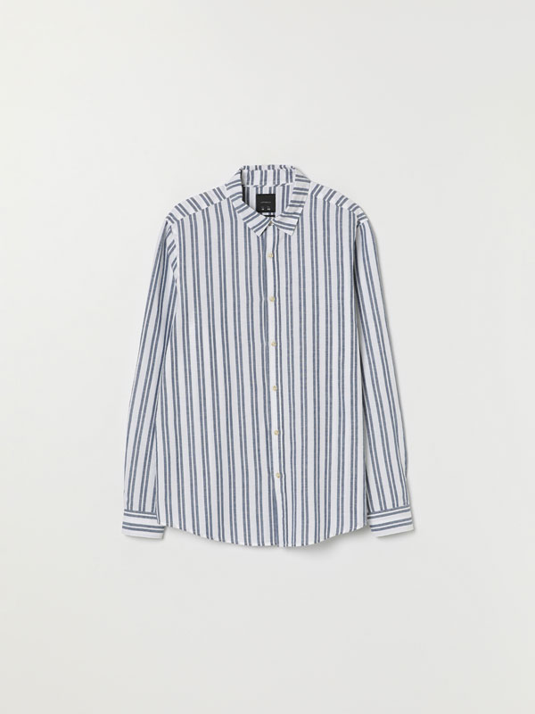 Camisa de liño-algodón de raias