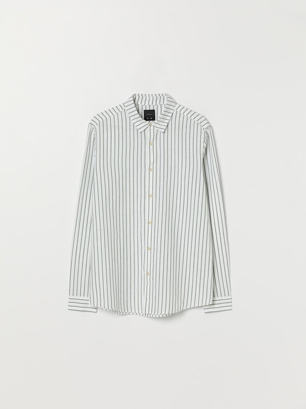 Camisa de lino-algodón de rayas