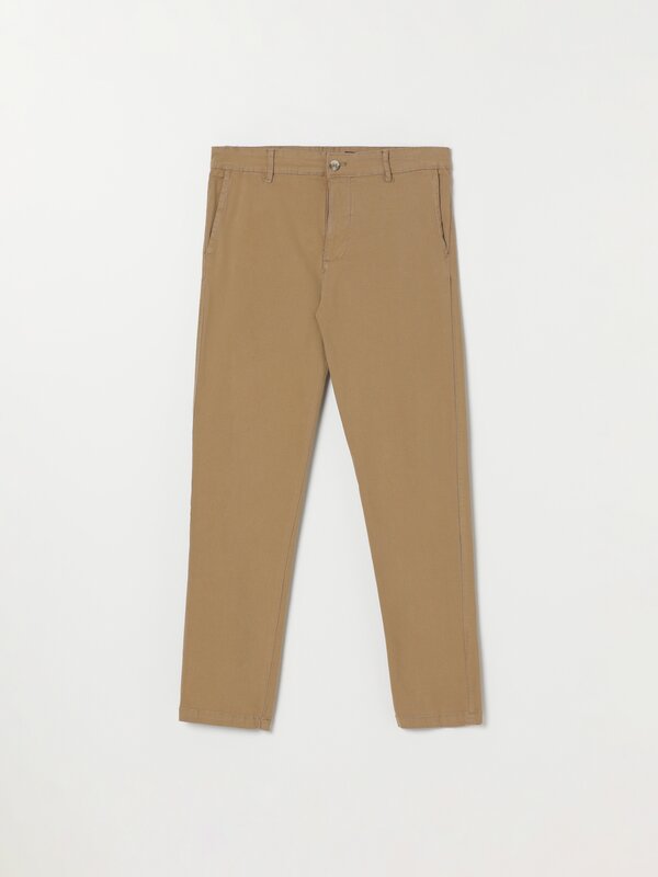 Rustic slim fit comfort chino trousers