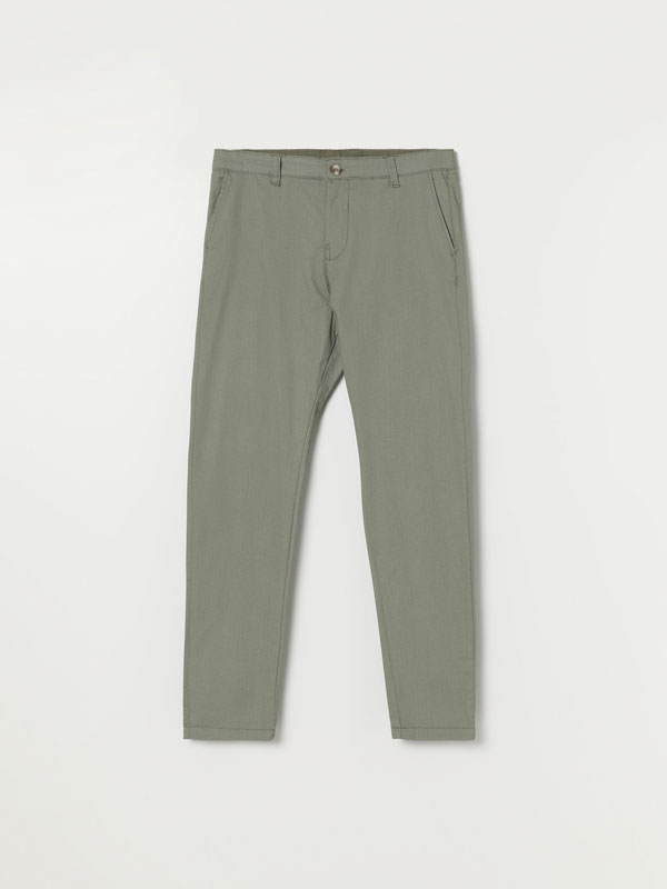 Chino trousers with micro print