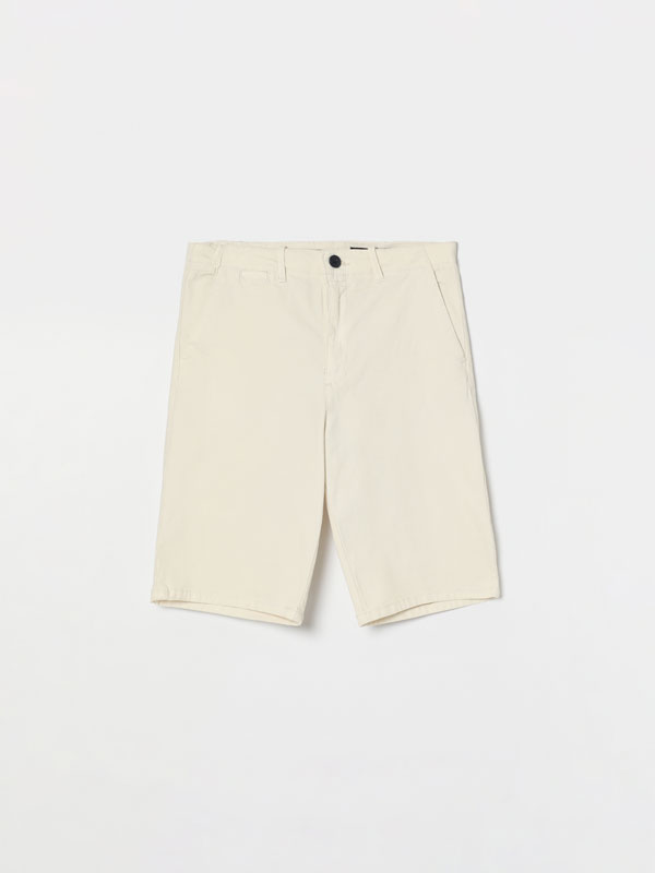 Slim fit rustic chino Bermuda shorts