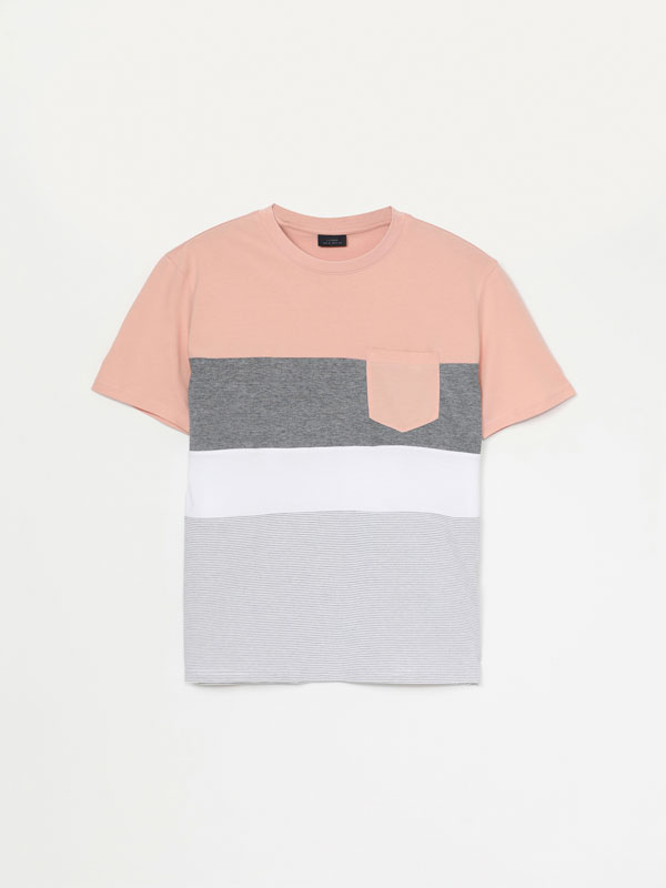 Textured colour block T-shirt