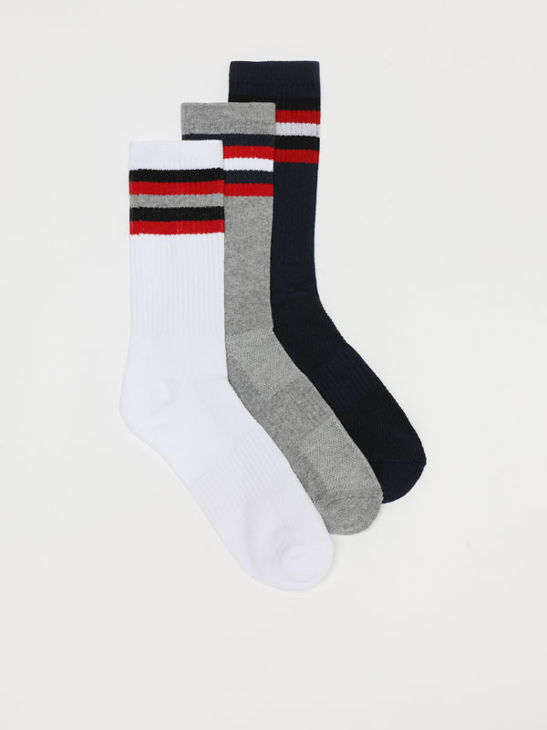 Pack of 3 pairs of printed sports socks