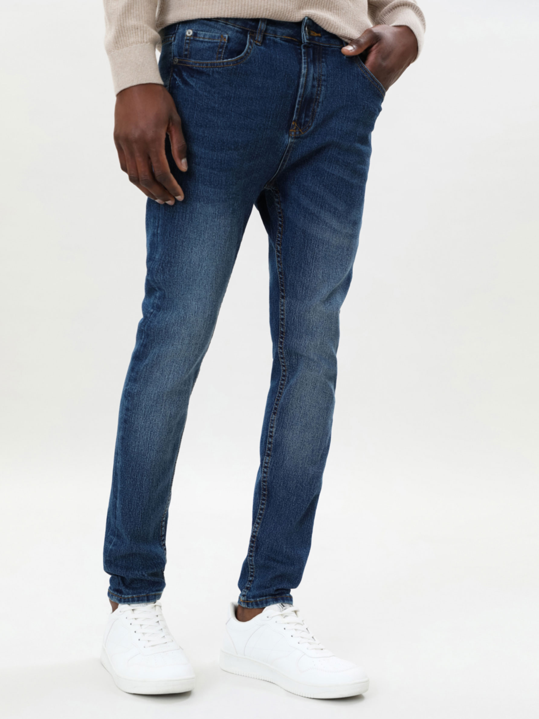 mid blue skinny jeans mens