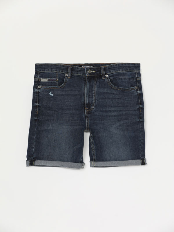 Comfort Slim denim Bermuda shorts with rips - - | Lefties Morocco