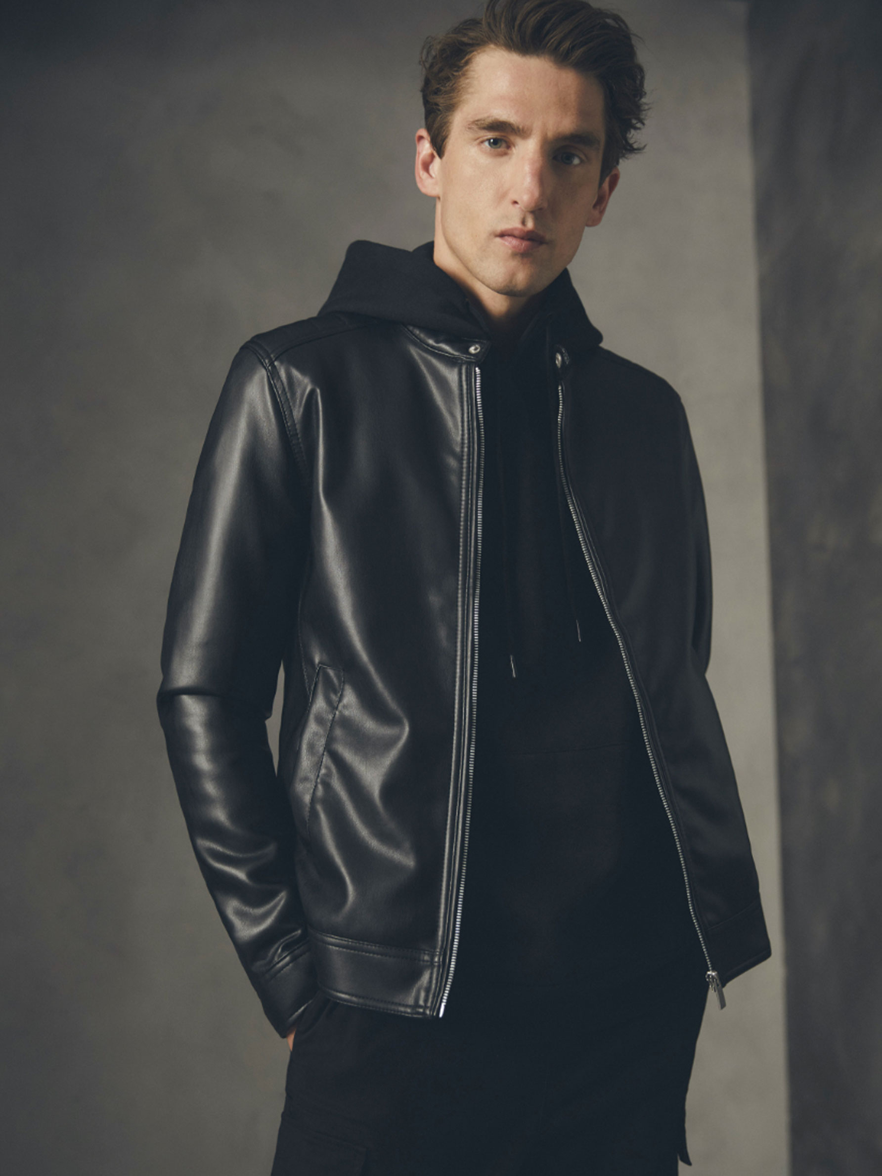 lightweight faux leather jacket