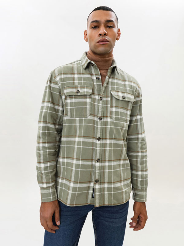 Printed flannel overshirt