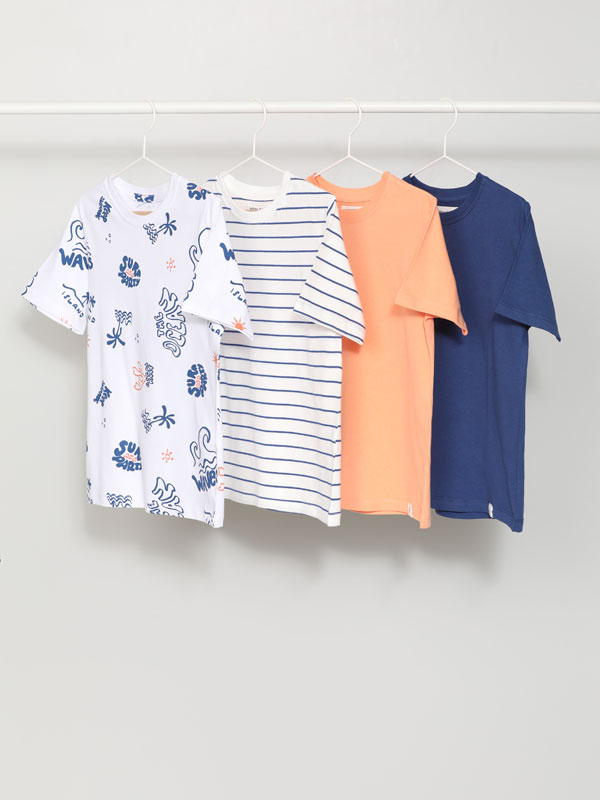 Pack de 4 camisetas combinadas de manga corta