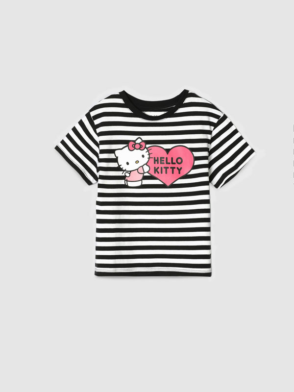 T-shirt às riscas com estampado Hello Kitty © Sanrio