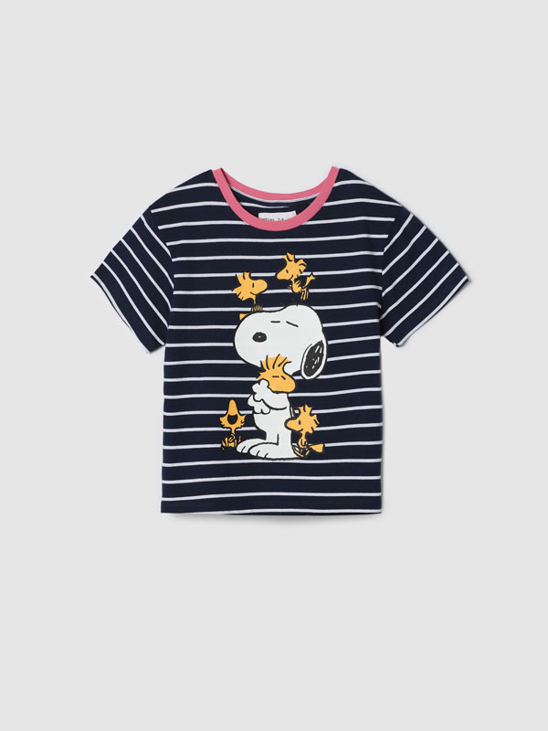 T-shirt às riscas com estampado Snoopy Peanuts™