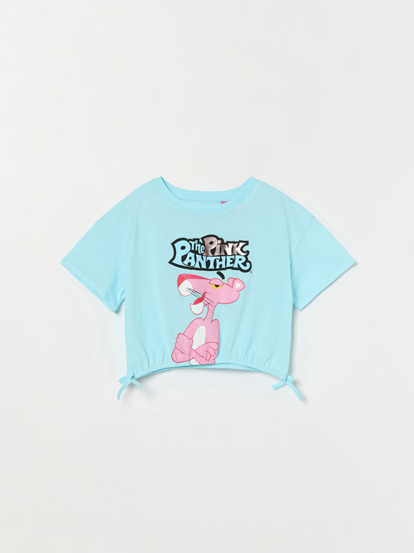 T-shirt cropped estampado Pantera Cor-de-Rosa ™MGM