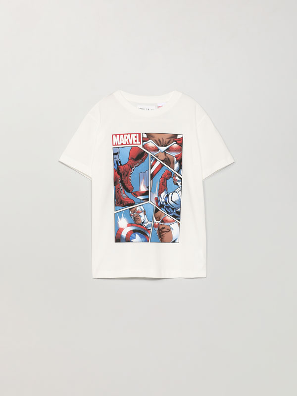 T-shirt manga curta com estampado de Capitão América ©Marvel