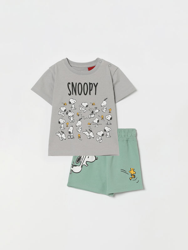 Snoopy Peanuts™ printed t-shirt and bermuda shorts set