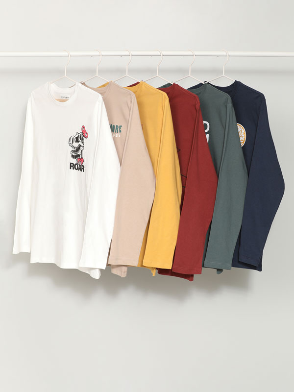 Pack de 6 t-shirts estampadas de manga comprida