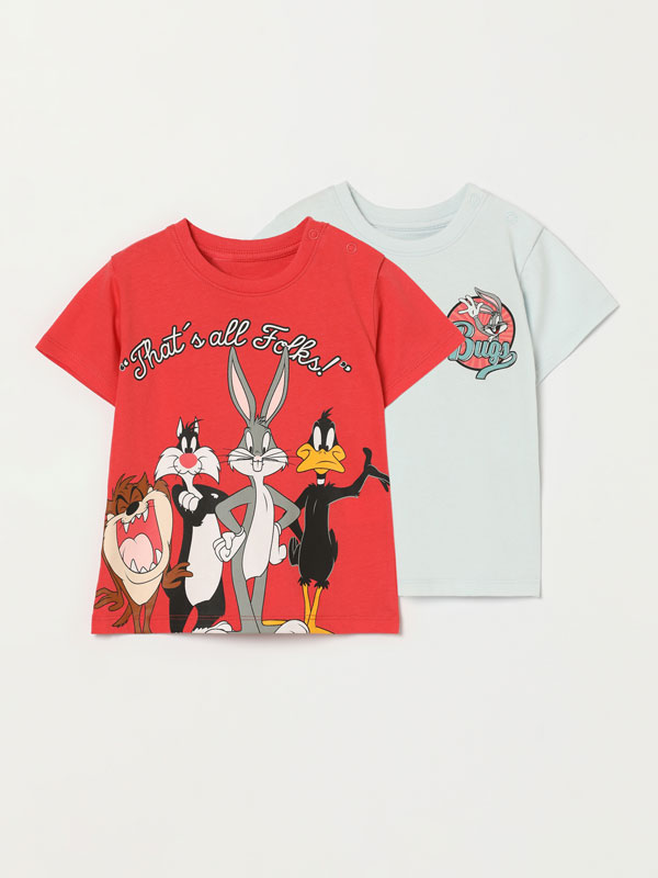Pack of 2 short sleeve Looney Tunes © &™ WARNER BROS printed T-shirts