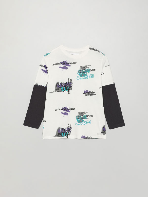 Printed double-sleeve T-shirt