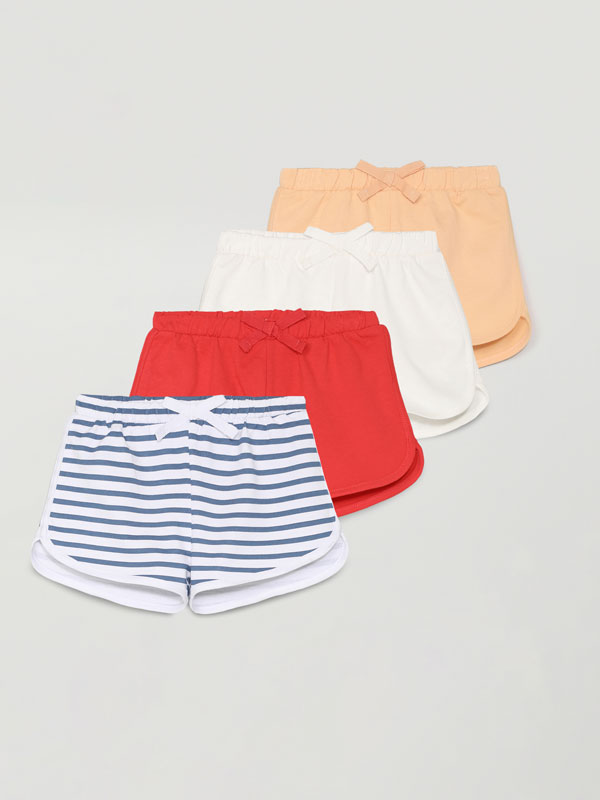 4-Pack of basic plain and striped shorts