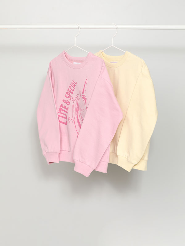 Pack of 2 contrast plain and printed sweatshirts