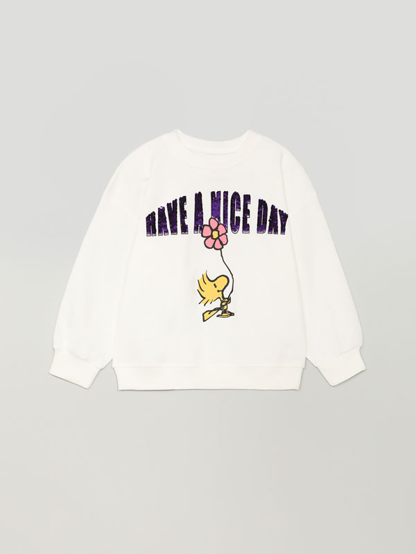 Snoopy Peanuts™ print sweatshirt with reversible sequin detail