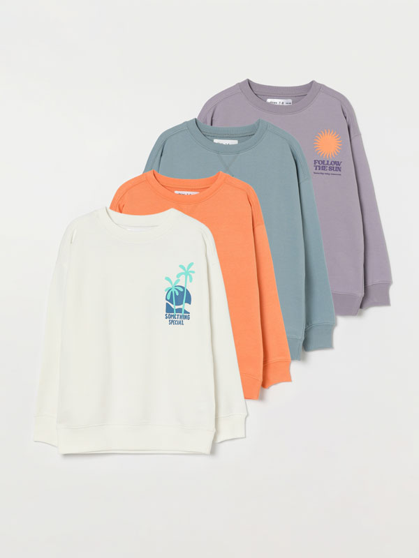 Pack de 4 sweatshirts combinadas lisas e estampadas