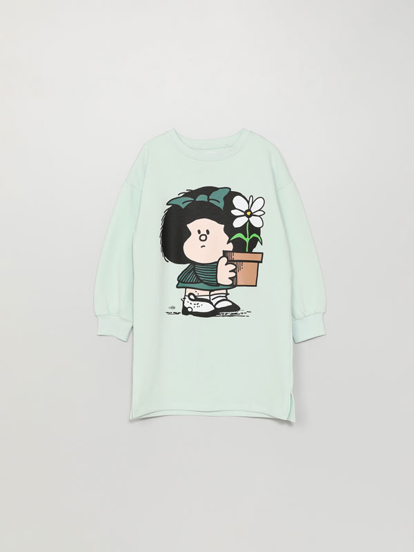 Mafalda print plush dress