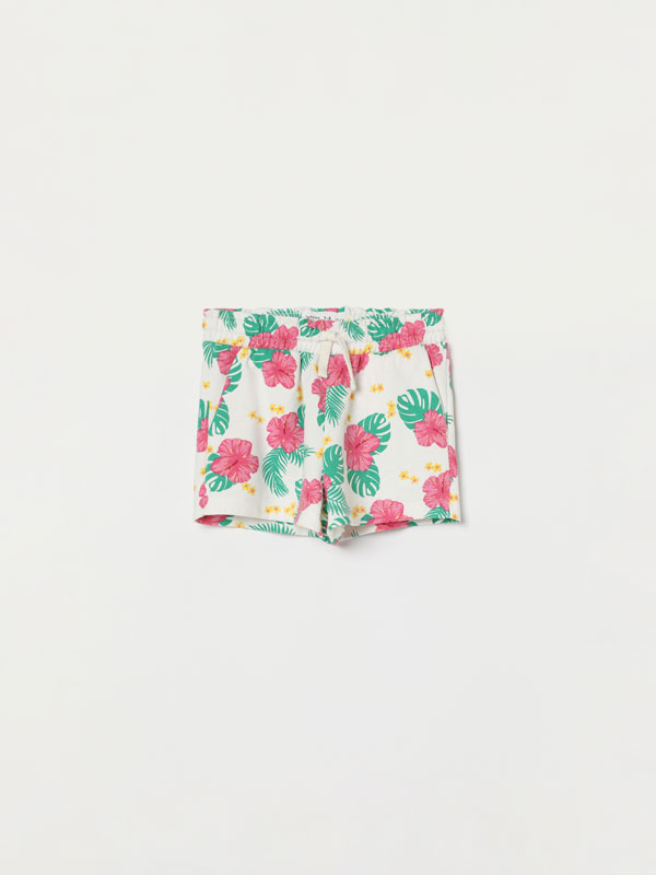 Printed plush shorts