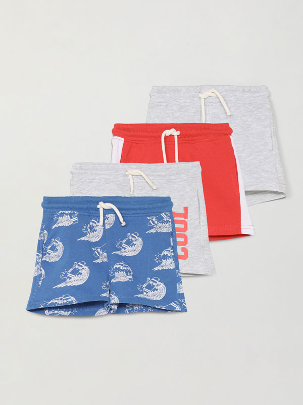 Pack of 4 plush Bermuda shorts